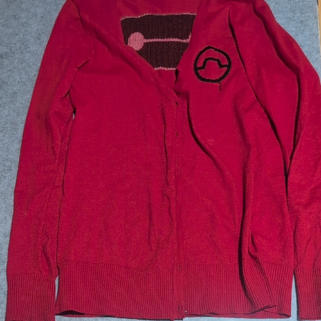 Disney Red Cardigan With Black And Pink Accents